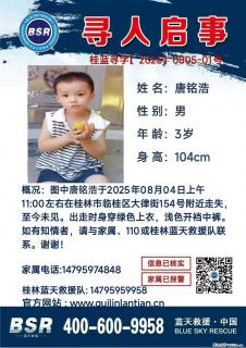 【寻人启事】图中唐铭浩于2025年08月04日上午11:00左右在桂林市临桂区大律街154号附近走失 - 岳阳28生活网 yy.28life.com